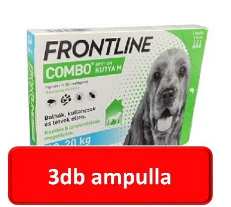 Frontline Combo kutya M 10-20kg.  3db ampulla 
