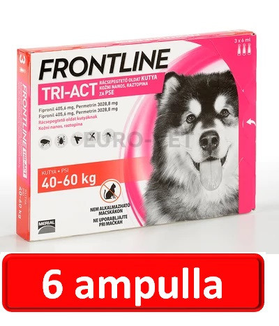 2 doboz :  Frontline Tri-Act rácsepegtető oldat 40-60 kg-os kutyáknak (3 ampulla ) ( macskákra nem rakható )