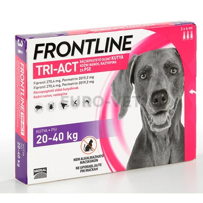 Frontline Tri-Act rácsepegtető oldat 20-40 kg-os kutyáknak (3 ampulla ) ( macskákra nem rakható )