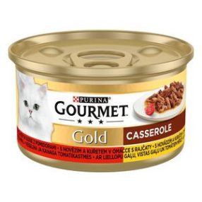   GOURMET GOLD Lazaccal és csirkével szószban nedves macskaeledel 85g 