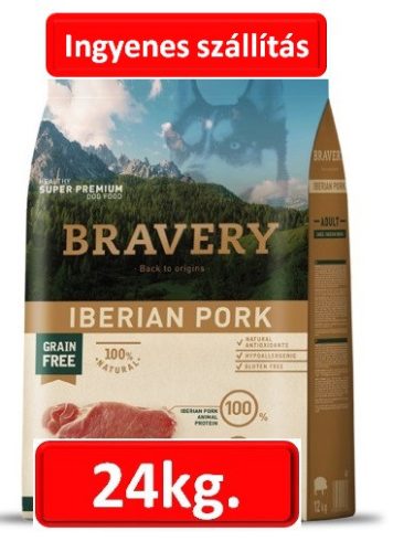 Bravery Iberian Pork Adult Large/Medium Breeds 12+12=24 kg , Ingyenes szállítás