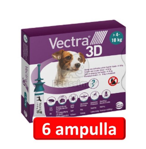 2 doboz : Vectra 3D XS Spot-On - 3db ampulla 4 - 10 kg-os kutyáknak 