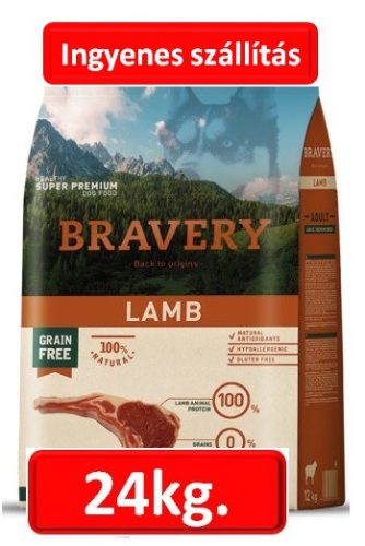 Bravery Dog Adult Medium/Large Grain Free Lamb 12+12=24kg , Ingyenes szállítás