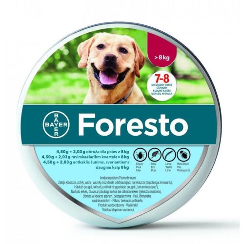 Foresto bolha és kullancs elleni nyakörv 8kg. felett  70 cm-es ( Kutya részére ) Internettes rendelés esetén