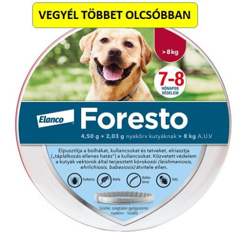 Foresto bolha és kullancs elleni nyakörv 8kg. felett  70 cm-es ( Kutya részére ) 