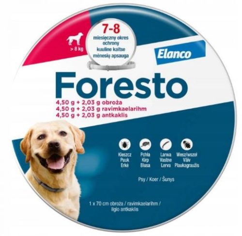 Foresto bolha és kullancs elleni nyakörv 8kg. felett  70 cm-es ( Kutya részére ) 