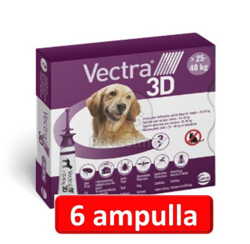 2 doboz : Vectra 3D XS Spot-On - 3db ampulla 25- 40 kg-os kutyáknak 