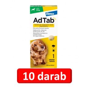   10 darab : AdTab rágótabletta nagy testű kutyáknak (>11-22kg) 450mg , 1db tabletta