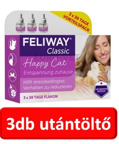 Nagy csomag : Feliway Classic utántöltő 3x48 ml, ( utántöltő , elektromos készüléket nem tartalmaz )