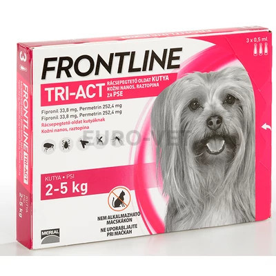 Frontline Tri-Act rácsepegtető oldat 2-5 kg-os kutyáknak (3 ampulla) ( macskákra nem rakható )