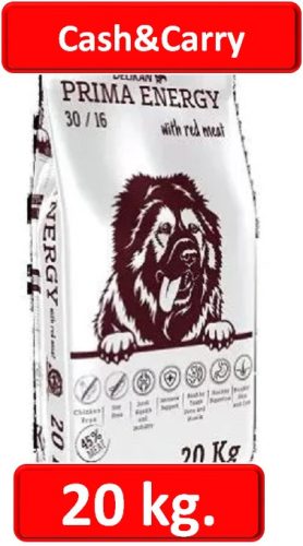 Cash&Carry : Delikan Prima Energy Red Meat kutyatáp 20kg Fehér zsák . Az ár a szállítási költséget nem tartalmazza