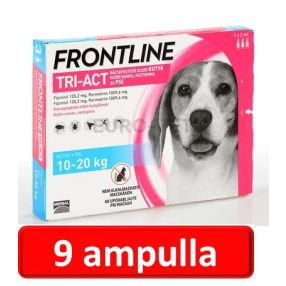   3 doboz : Frontline Tri-Act rácsepegtető oldat 10-20 kg-os kutyáknak (3 db x 2 ml ampulla) ( macskákra nem rakható )