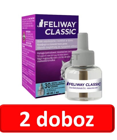 2 darab : Feliway Classic utántöltő 48 ml , ( utántöltő , elektromos készüléket nem tartalmaz )