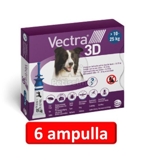 2 doboz : Vectra 3D XS Spot-On - 3db ampulla 10- 25 kg-os kutyáknak 