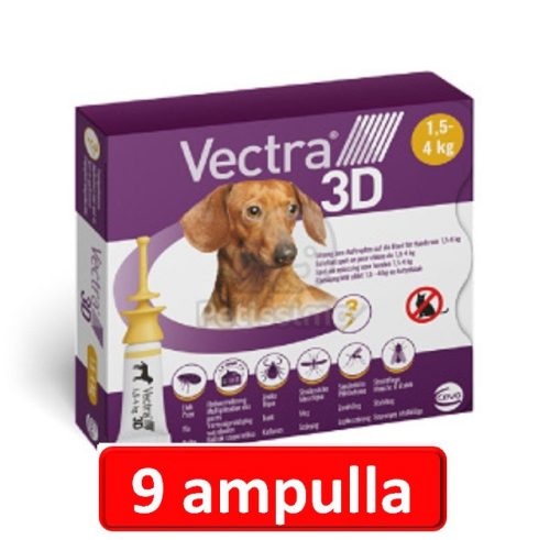 3 doboz : Vectra 3D XS Spot-On - 3db ampulla 1,5 - 4 kg-os kutyáknak 
