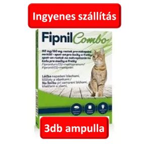   4 doboztól : Fipnil Combo Spot On Macska 3db ampulla , (Fypryst-el megegyező hatóanyag)