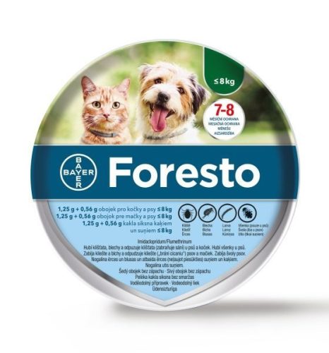 Foresto bolha és kullancs elleni nyakörv 8kg. alatt 38 cm  ( Kutya és cica részére ) Internettes rendelés esetén