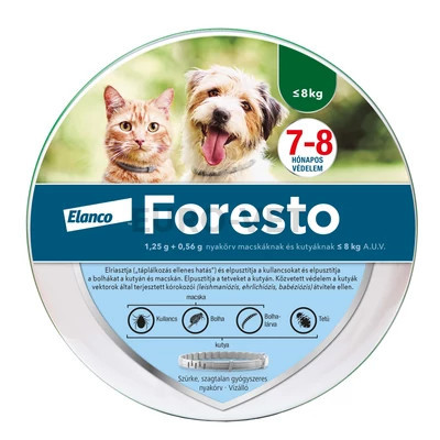 Foresto bolha és kullancs elleni nyakörv 8kg. alatt 38 cm  ( Kutya és cica részére ) 