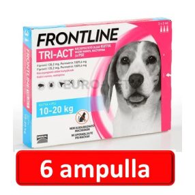   2 doboz : Frontline Tri-Act rácsepegtető oldat 10-20 kg-os kutyáknak (3 db x 2 ml ampulla) ( macskákra nem rakható )