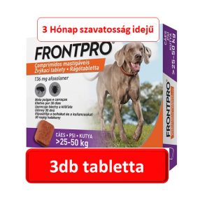   3 Hónap szavatosság idejű : FRONTPRO® rágótabletta kutyáknak (>25–50 kg) 136 mg; 3db tabletta , 