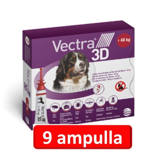 3 doboz : Vectra 3D XS Spot-On - 3db ampulla 40 kg feletti kutyáknak 