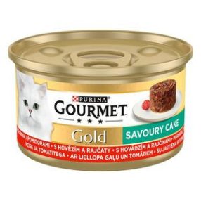   GOURMET GOLD Savoury Cake Marhával és paradicsommal nedves macskaeledel 85g