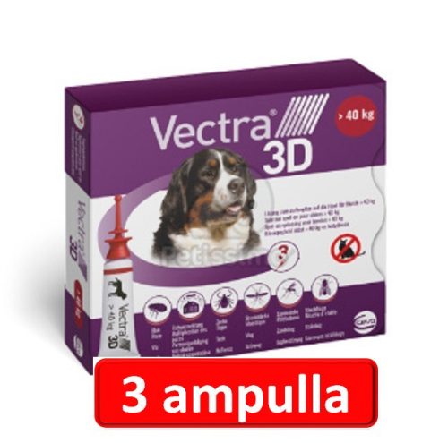 Vectra 3D XS Spot-On - 3db ampulla 40 kg feletti kutyáknak 