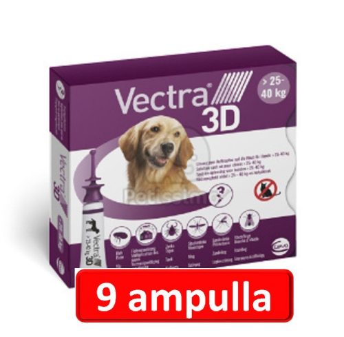 3 doboz : Vectra 3D XS Spot-On - 3db ampulla 25- 40 kg-os kutyáknak 