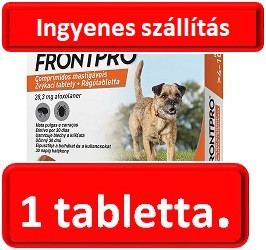 6 tablettától : FRONTPRO® rágótabletta kutyáknak (>4–10 kg) 28,3 mg; 1db tabletta , A fotó illusztráció