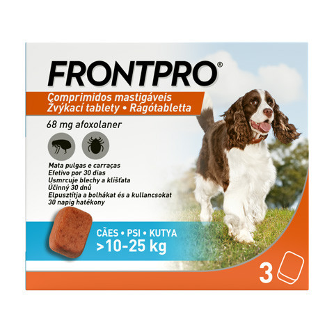  FRONTPRO® rágótabletta kutyáknak (>10–25 kg) 68 mg; 3db tabletta , Termék szavatosság : 2027