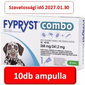  10db : Fypryst Combo spot on kutyáknak L 20-40kg között (268mg) 1 ampulla , Termék szavatosság : 2027.01.30