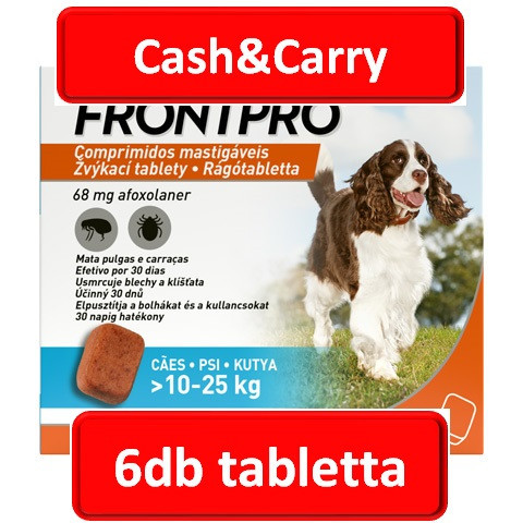 2doboz : FRONTPRO® rágótabletta kutyáknak (>10–25 kg) 68 mg; 3db tabletta , Termék szavatosság : 2028