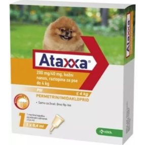   Ataxxa 200mg/40mg rácsepegtető oldat kutyára 4kg-ig 1db ampulla ( Tilos macskára rakni ) , Termék szavatosság: 2026.11.30