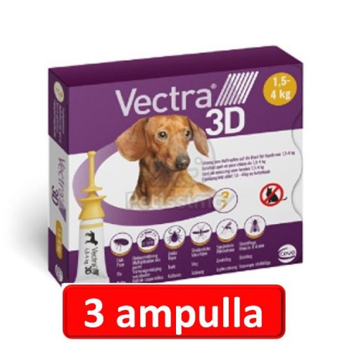 Vectra 3D XS Spot-On - 3db ampulla 1,5 - 4 kg-os kutyáknak 