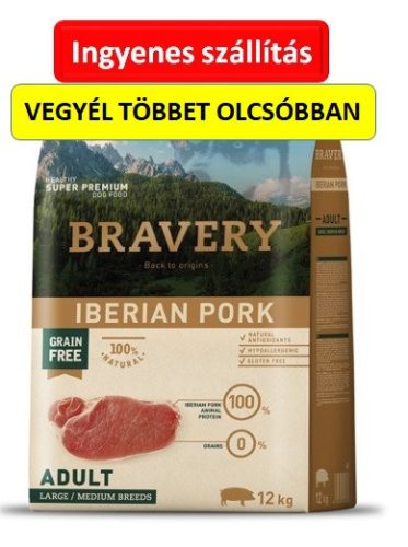 Bravery Iberian Pork Adult Large/Medium Breeds 12kg. Nem zipzáros a csomagolás .