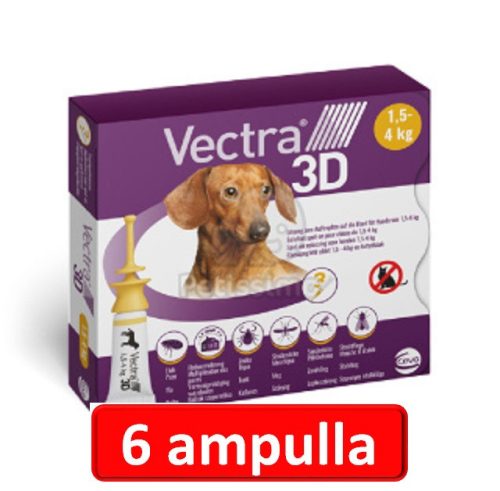 2 doboz : Vectra 3D XS Spot-On - 3db ampulla 1,5 - 4 kg-os kutyáknak 