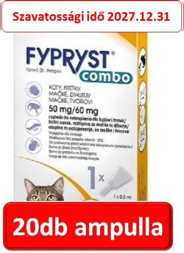 20db-os : Fypryst Combo Spot-On macskák és vadászgörények számára külső élősködők ellen (0,5 ml) ,  ( Fipromax helyett )